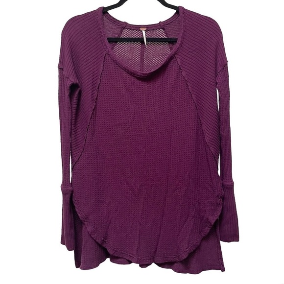 Free People Ventura Thermal Top Shirt Pullover Purple Violet Size XSmall - Picture 3 of 9